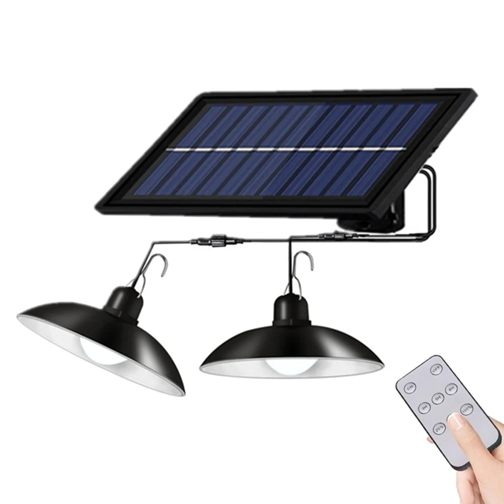 

IP44 Waterproof Single/Double Head Outdoor Solar Chandelier Light Warm White/White Garden Lighting With Remote Control