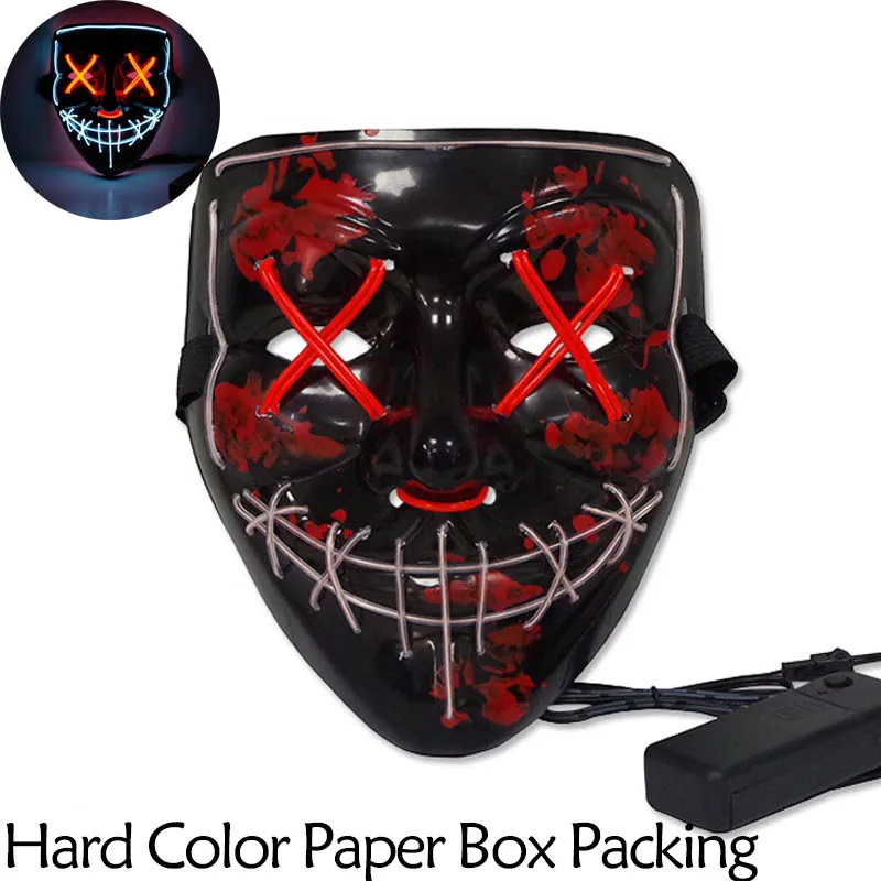 C-D-COLOR BOX Маска на Хеллоуин, светодиодный светильник, Вечерние Маски, маска для продувки, веселые маски, карнавальный костюм, светящиеся в темноте - Цвет: C-D-COLOR BOX