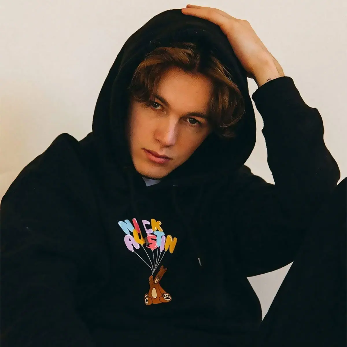 

2020 New NICK AUSTIN PUFF TEDDY BEAR BLACK HOODIE Korean loose tops ins tide Casual Streetwear kpop Hooded Sweatshirt