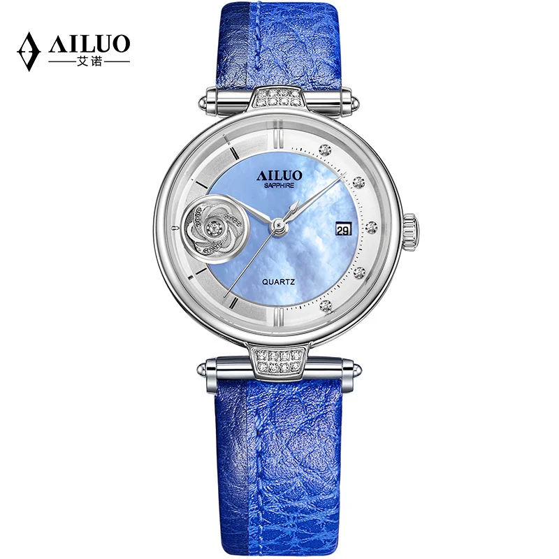 Франция роскошный бренд AILUO женские часы с бриллиантами наручные Япония MIYOTA Кварцевые сапфировые