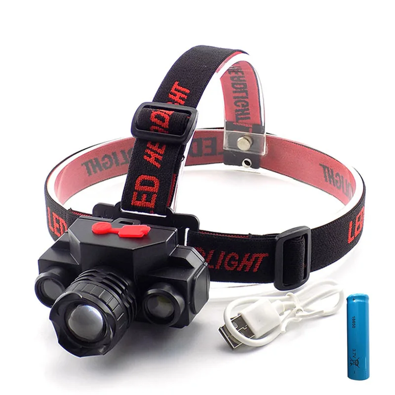 

Налобный фонарь на 3 светодиодах XPE Led COB USB Перезаряжаемый головной светильник фронтальные Фонарь налобный фонарь светильник флэш-светильни...