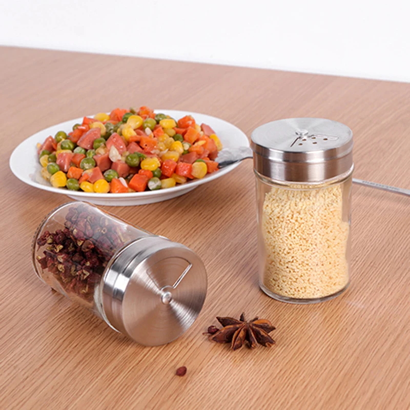 Glass barbecue seasoning bottle suit kitchen supplies seasoning pot monosodium glutamate salt pot powder with hole household