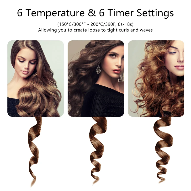 

Wireless Curling Iron cordless automatic Hair Curler iron USB Rechargeable Air Curler for Curls Waves LCD Display Ceramic Curly