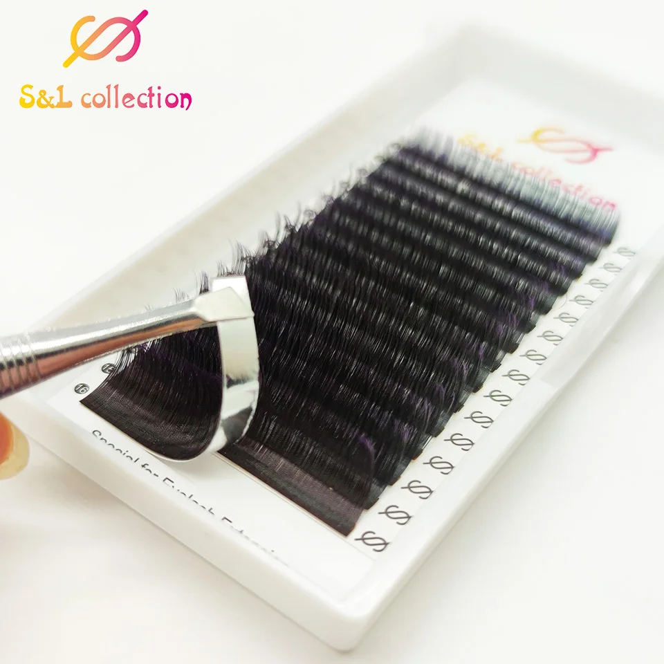 16 рядов 2 тона ресниц Омбре наращивание C D CC DD L 0 07 7 15 мм двойной цвет фиолетовый