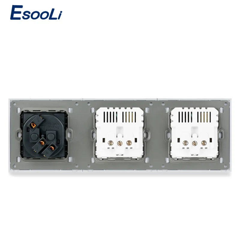 Esooli 3 банда настенная розетка стандарта ЕС с 2 usb зарядным портом для мобильного