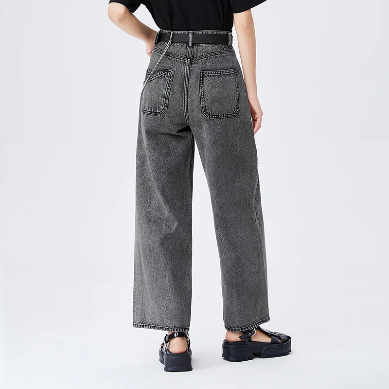 

SEMIR Jeans Female Fashion Hyuna Ins Wide-Leg Trousers Fashion High Waist Mopping Floor 2021 Summer New Cotton Demin Women