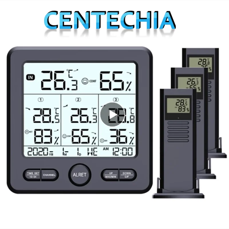 

TS-6210 цифровой термометр-гигрометр с 3 удаленными датчиками, метеостанция, беспроводной термометр для помещений и улицы