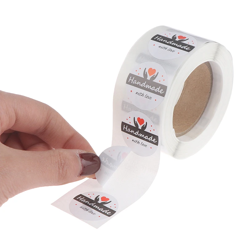500 этикеток в рулоне круглая бумага ручная работа наклейки с любовью этикетки для