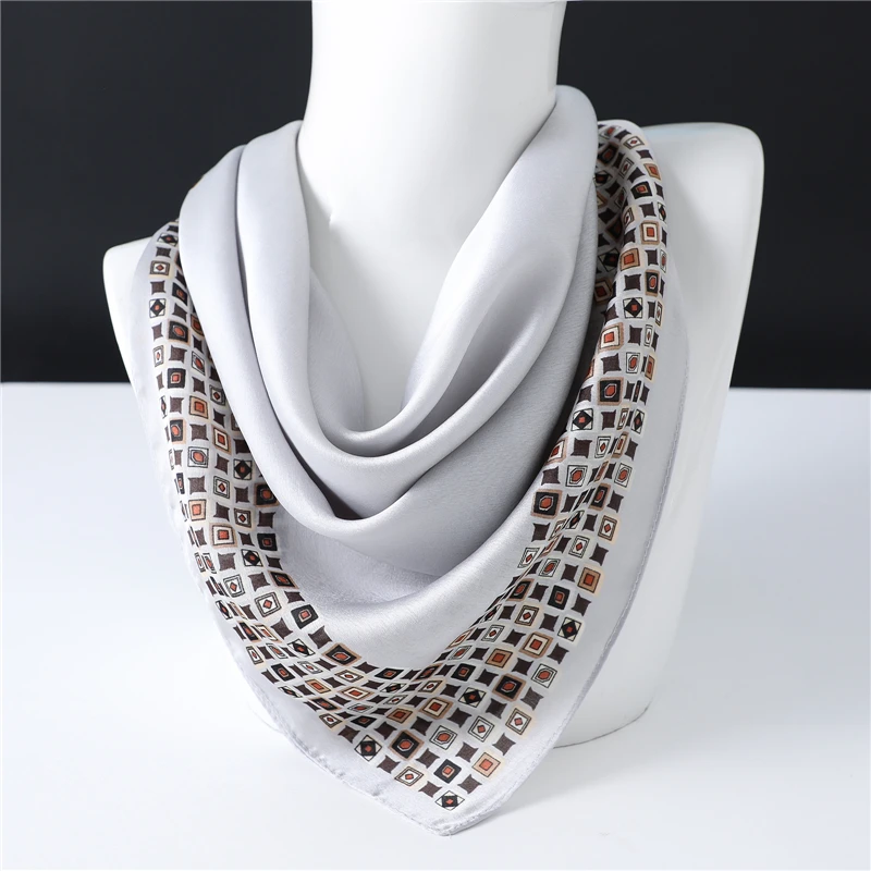 

Simple Solid Color Silk Scarf Women's Small Square Scarf Professional Work Scarf Spring and Summer Thin Small Scarves 2021 New