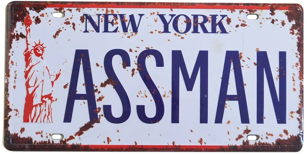 

1st warehouse Seinfeld Cosmo Kramer Assman Embossed License Plate, TV Replica Prop Metal New York Number Tag
