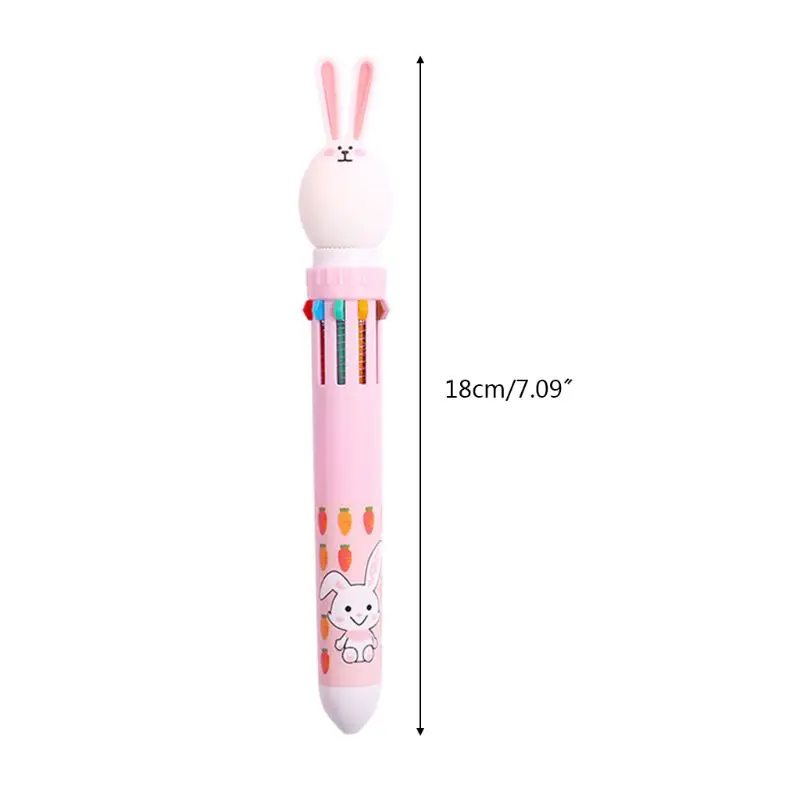 

10 Color 0.5mm Cute Cartoon Rabbit Ballpoint Pen Press School Office Supplies Accessories Stationery Kids Gift