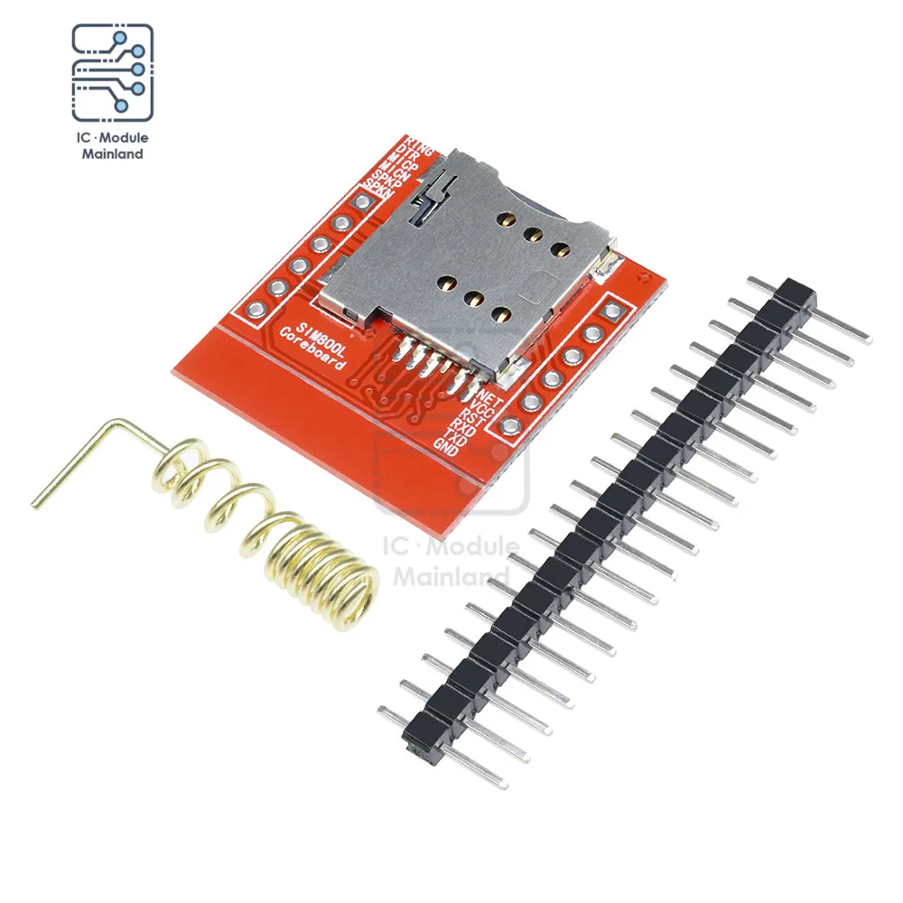 3.7V-4.2V Mini SIM800L GPRS GSM Module MicroSIM Card Core Board Quad-band TTL Serial Port C52 SIM800 + Spring Antenna Pin Header