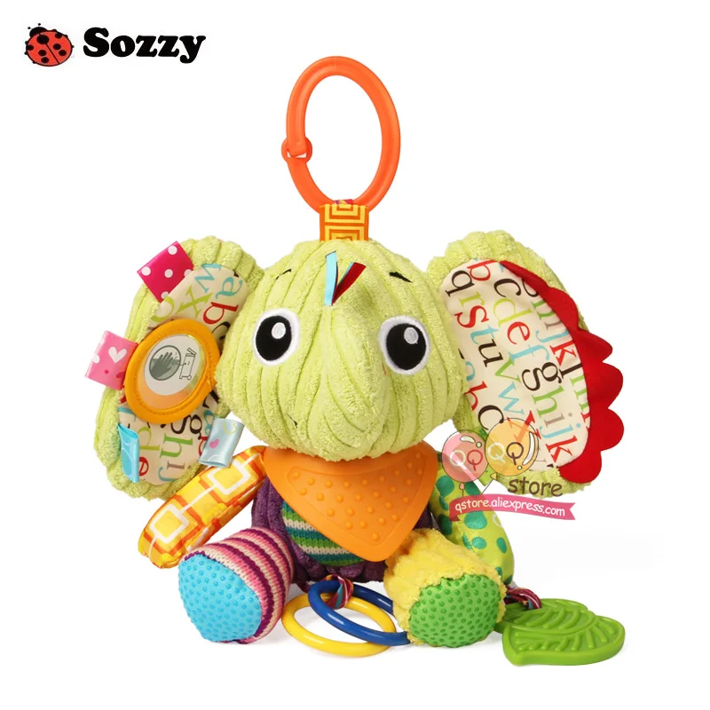 Sozzy милые плюшевые мягкие животные текстурированная мягкая кровать подвеска на коляску кроватку Декор активность игры Забавные игрушки для детей мобильный - Цвет: Elephant