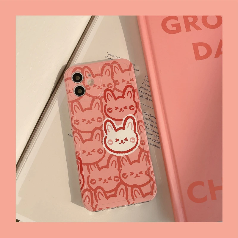 

2021 Nice Cartoon Rabbit Cases Covers For iPhone 12 12min 12Pro 12ProMax 11 11Pro 11ProMax SE2020 X XS XSMAX XR 7 8 7Plus 8Plus