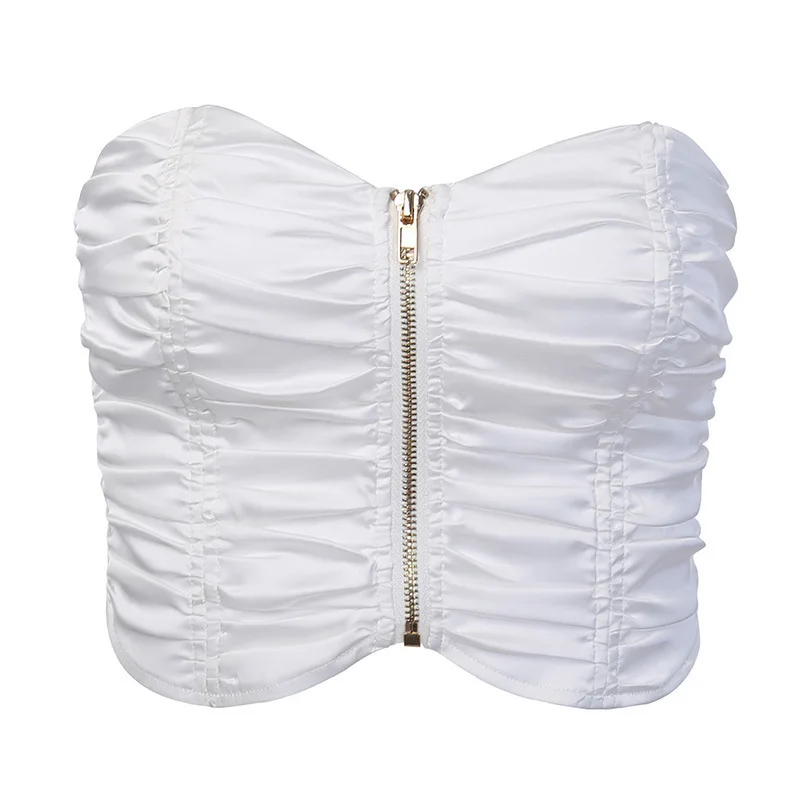 Harajukuкроп-топы Для женщин дикий застежкой-молнией на спине футболки сезон: