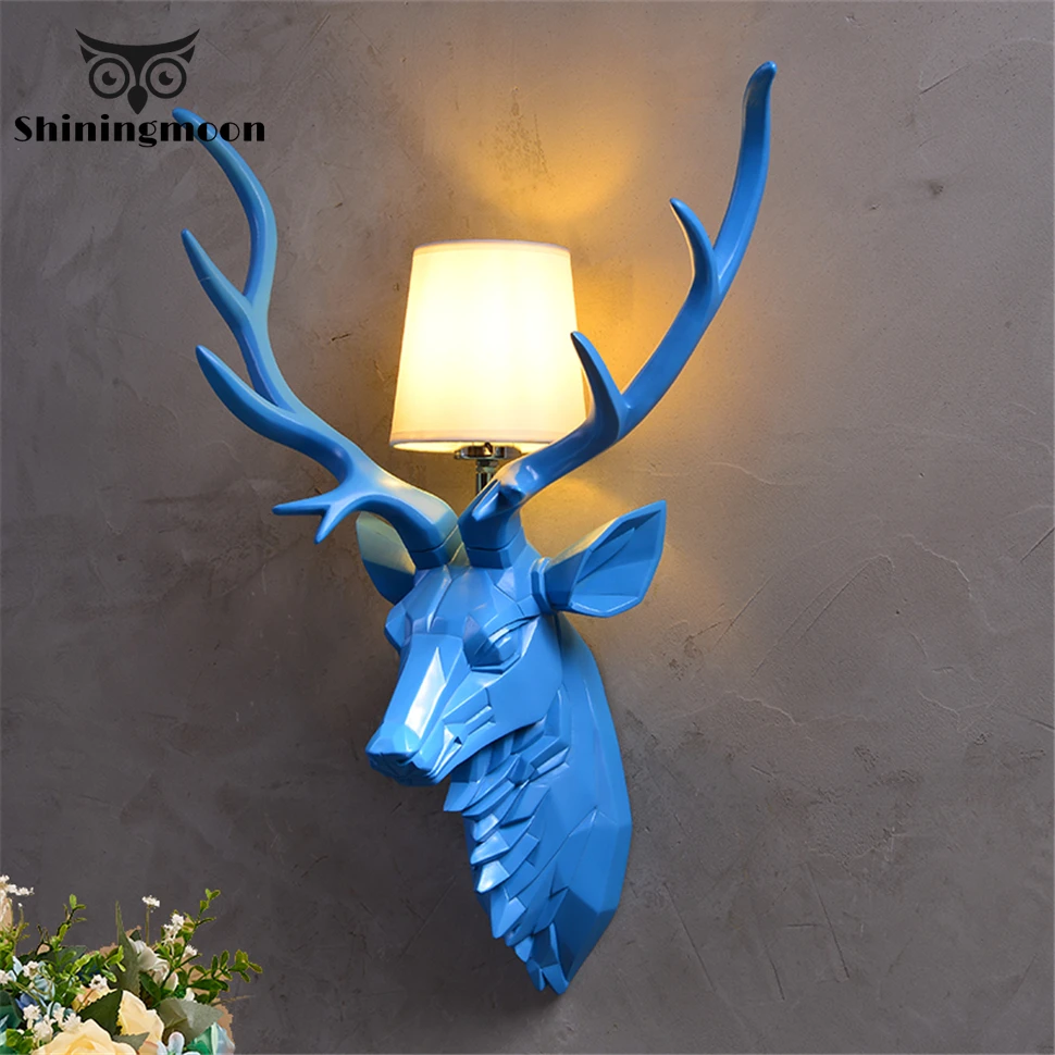 Старинный чердак смоляная цветная настенная лампа с оленем Скандинавское
