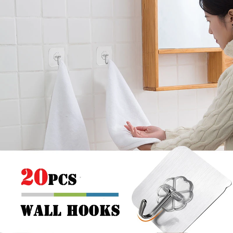 Крючки Настенные прозрачные самоклеящиеся многоразовые бесшовные для кухни