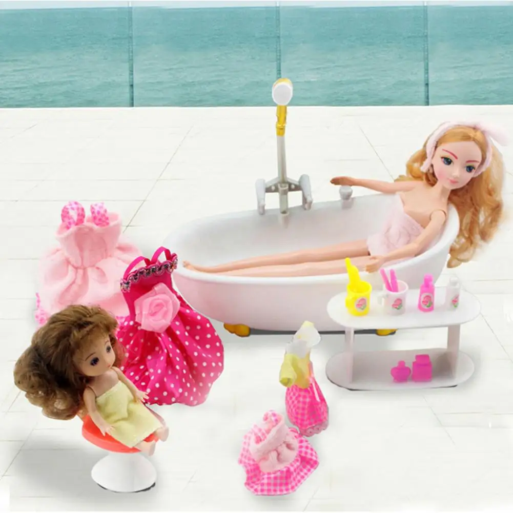 Bathroom Furniture Doll Set Toilet Automatic Bathtub Fashion Reborn Baby Toy For Children Birthday Gifts | Игрушки и хобби