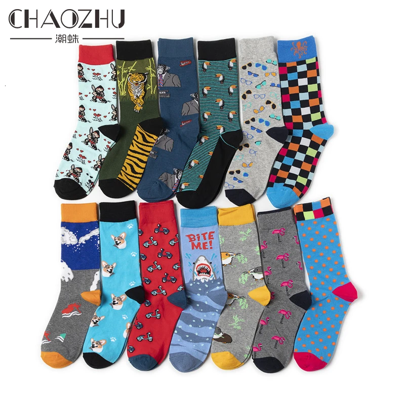 Носки CHAOZHU для мальчиков креативные модные длинные носки из чесаного хлопка