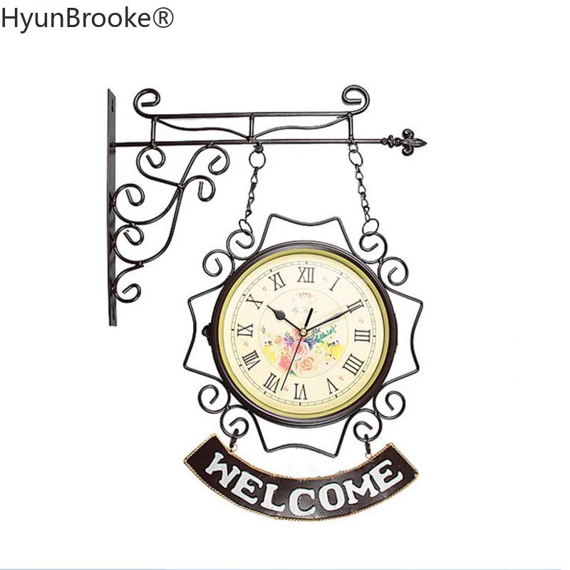 Новое поступление кварцевые часы двусторонние настенные железные домашние