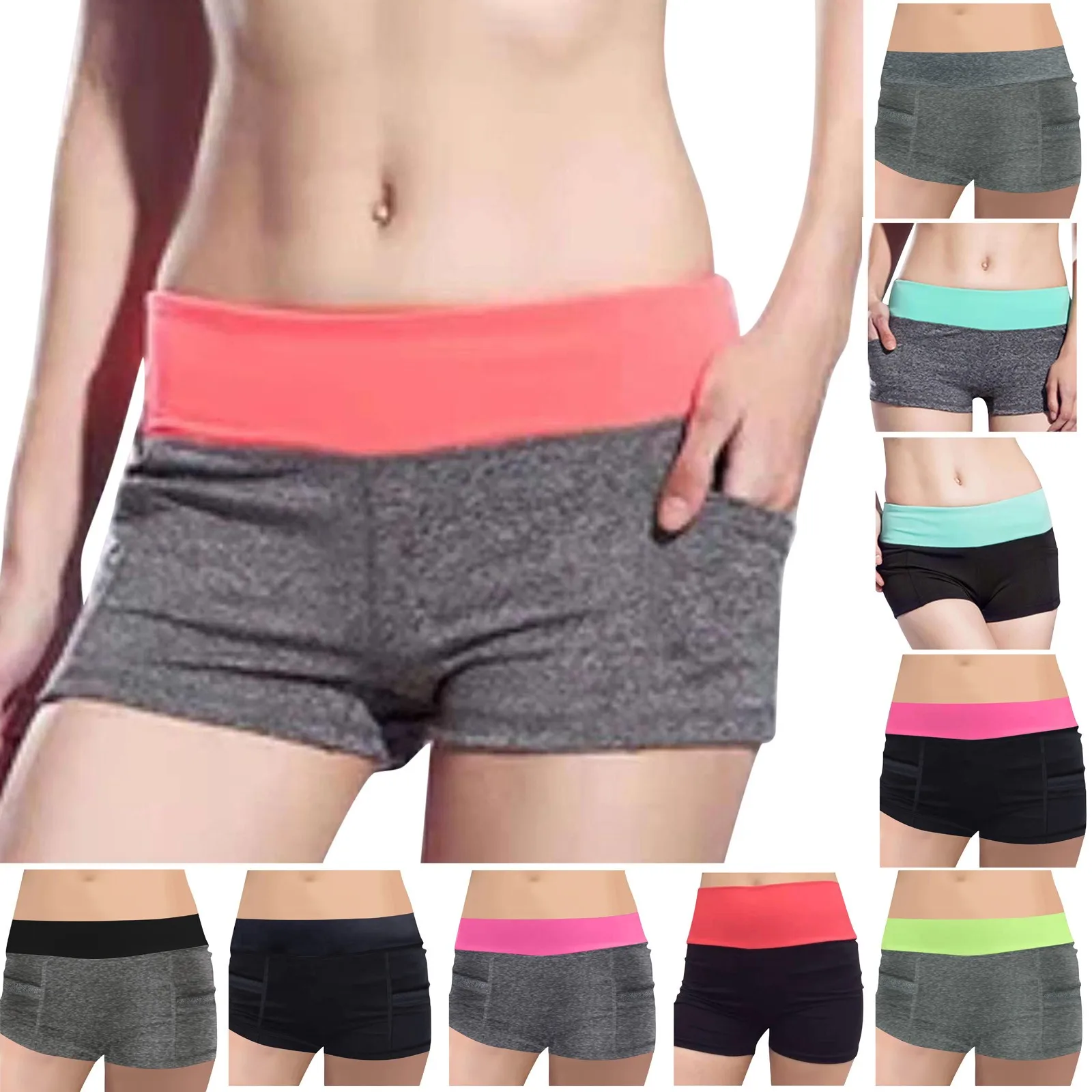 

Summer Shorts Quick-drying High-waist With Pocket Comfortable Sweat Shorts Buttocks Slimming Sports Shorts