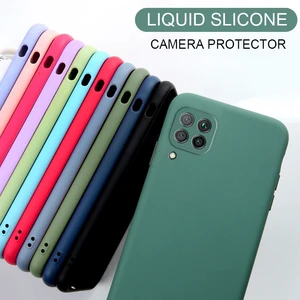 new camera protector liquid silicone phone case for samsung galaxy a12 a42 a22 4g 5g original soft back cover a 12 42 2021 2020 free global shipping