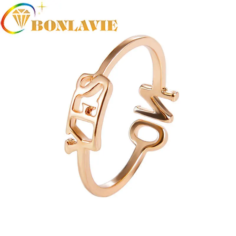 Да Нет английские буквы кольца для девочек 2018 модные креативные Регулируемый