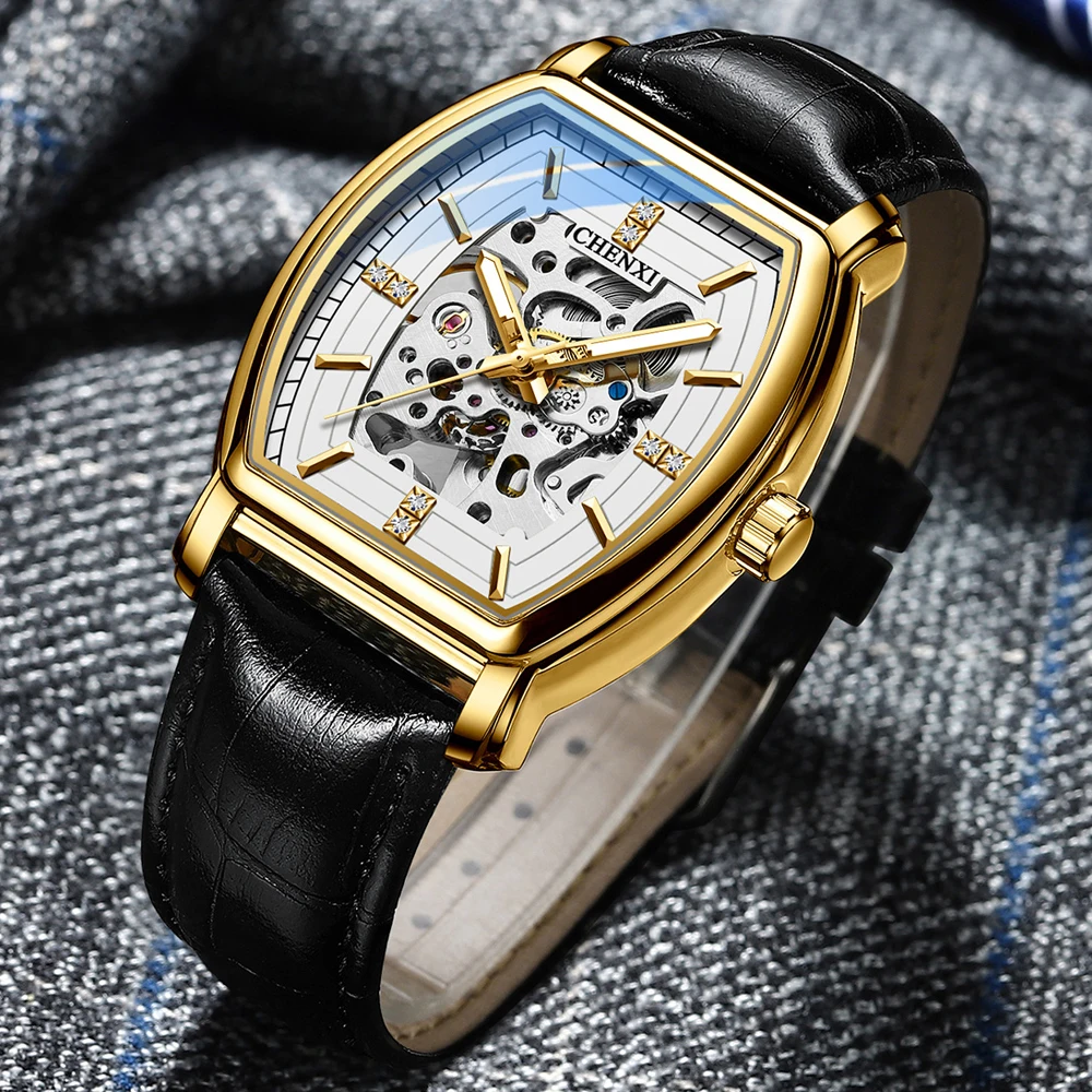 CHENXI золотые механические автоматические часы для мужчин водонепроницаемые со