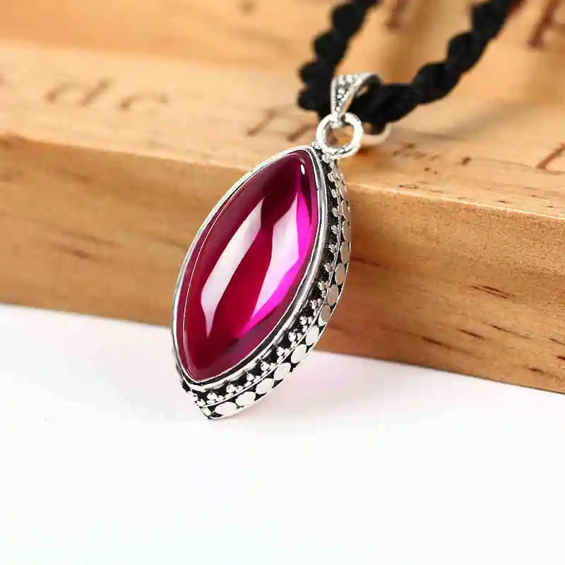 

ZHJIASHUN ROYAL RUBY PENDANT NECKLACE 100% 925 STERLING SILVER GEMSTONES PENDANTS JEWELRY FOR WOMEN