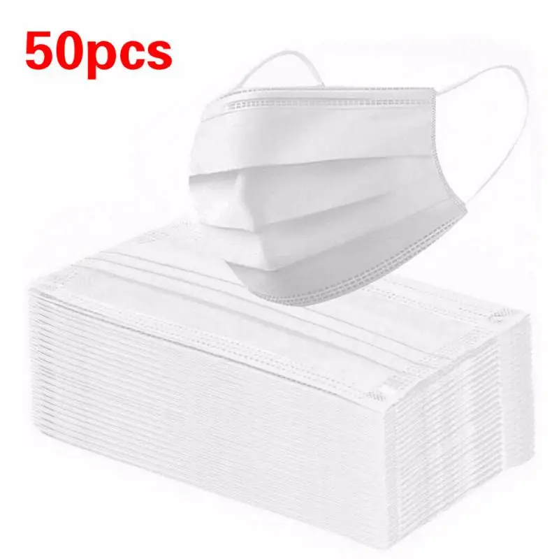 50/10 шт Анти пыль одноразовые ушные петли маски со ртом для лица 3 слойные нетканые