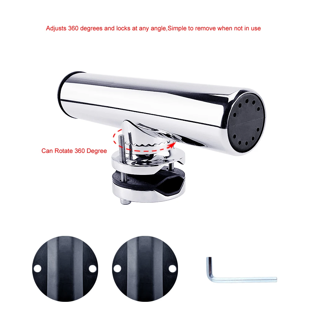 

Rail Mount Stainless Steel 316 Fishing Rod Rack Holder Rest Pole Bracket Support for 1 to 2 inch Rail Marine Boat Accessories