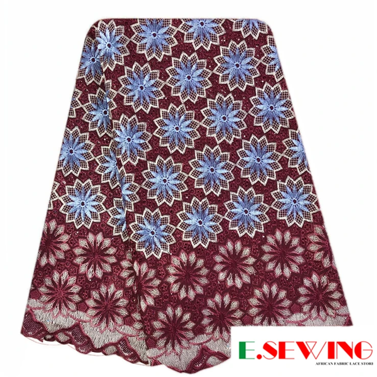 Хлопчатобумажная африканская кружевная ткань свадебная сухая Роскошная Ткань 5