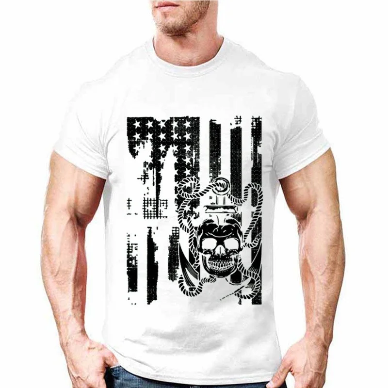 

New Skull Fitness Men's T-shirt Summer O-Neck Print Short Tops tee Oversized 3D Harajuku Tees Casual Popular Fashion Tshirts