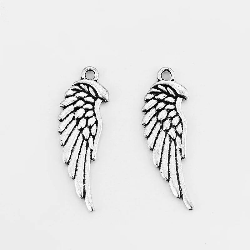 Подвеска Крыло ангела с античными золотистыми/серебристыми перьями подвески для