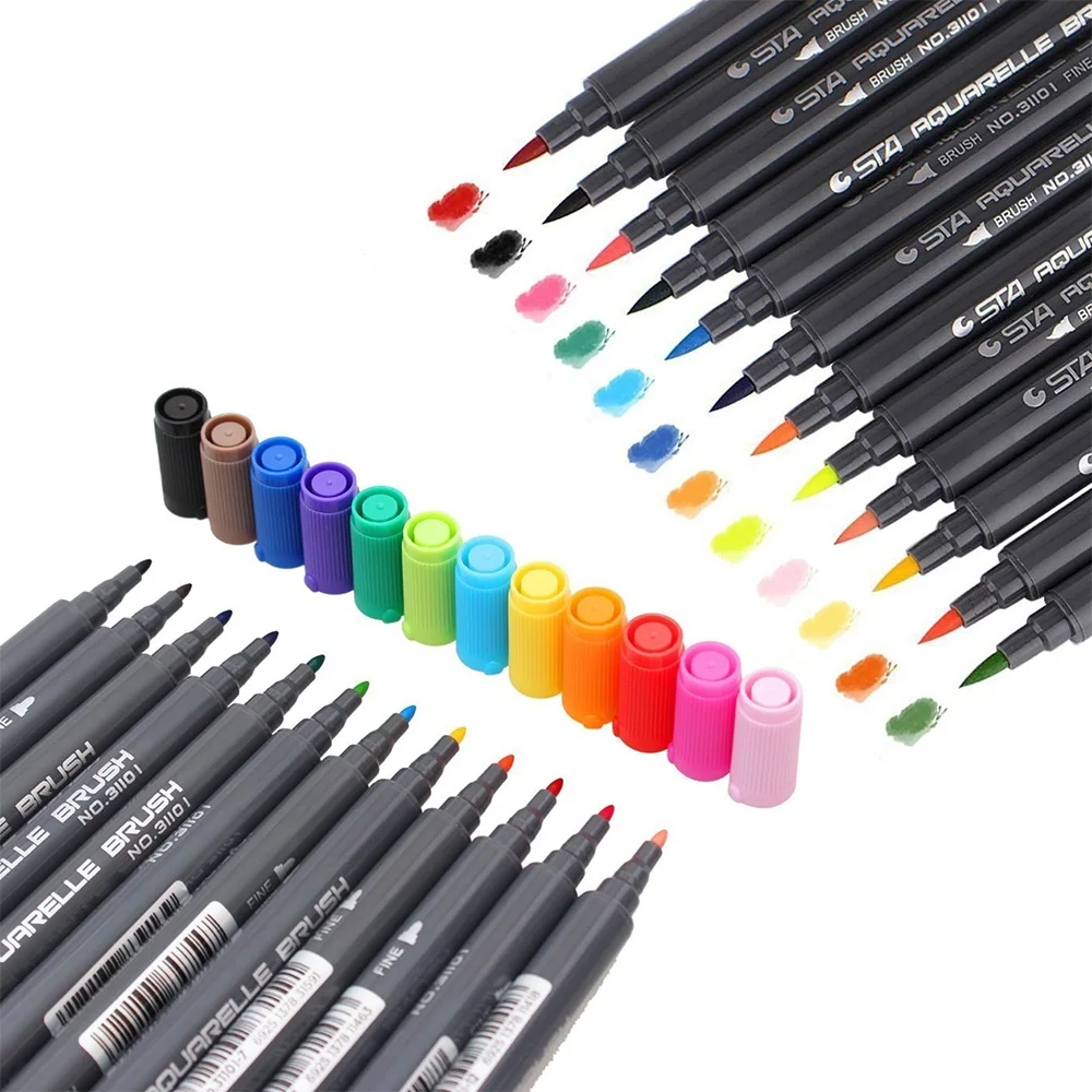 STA 80 цветов растворимый цветной маркер для набросков с двойной головкой набор