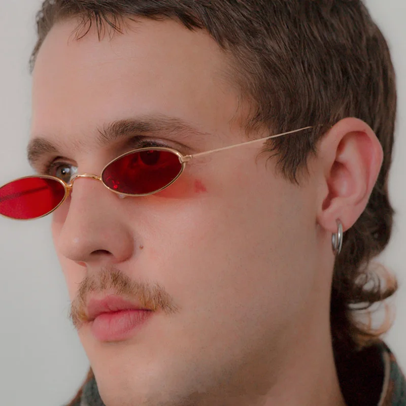 

Small Oval Sunglasses Men Women Retro Metal Frame Yellow Red Vintage Tiny Round Skinny Male Female Sun Glasses UV400 Eyewear