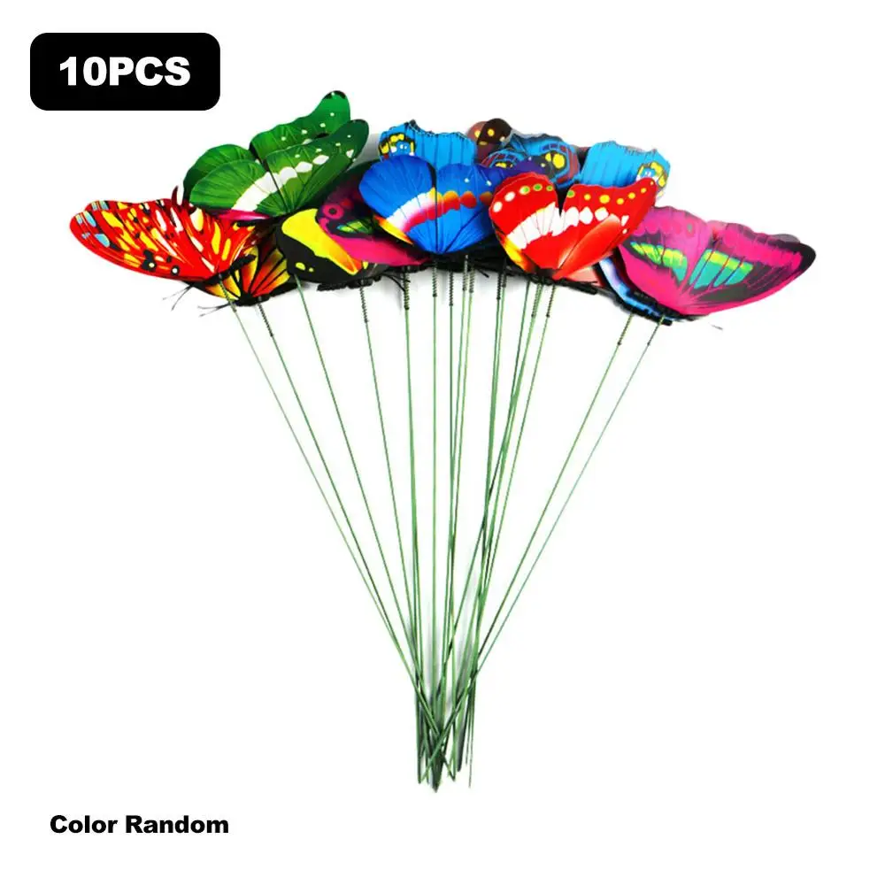 

10Pcs/lot Artificial Butterflies Garden Decoration Outdoor 3D Simulation Butterfly Stakes Yard Plant Lawn Decor Stick