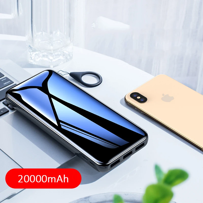 Внешний аккумулятор 20000 мАч Type C 3 USB портативное зарядное устройство внешний