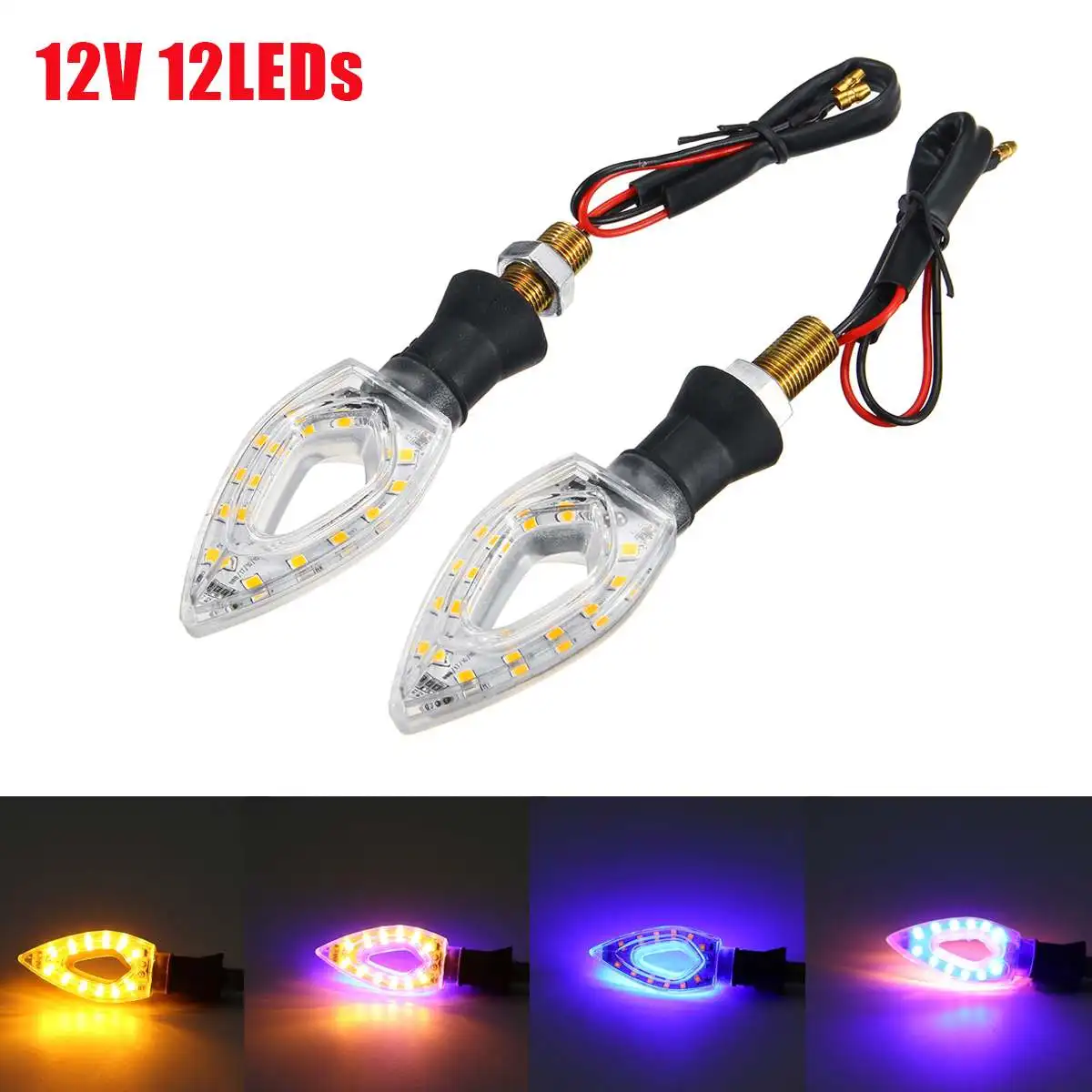 

1 пара, универсальные Светодиодные поворотники для мотоцикла, 12 В