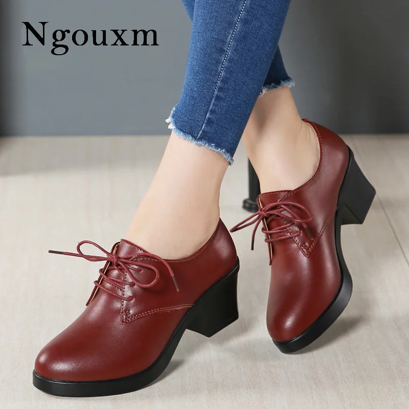 Ngouxm/женские туфли-лодочки; Туфли на каблуке для работы; туфли-лодочки на шнуровке; женские офисные туфли на среднем каблуке с квадратным круглым носком