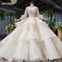 htl969 ball gown wedding dress long sleeve tulle lace bead sequin illusion luxury wedding gown high neck %d1%81%d0%b2%d0%b0%d0%b4%d0%b5%d0%b1%d0%bd%d1%8b%d0%b5 %d0%bf%d0%bb%d0%b0%d1%82%d1%8c%d1%8f 2020