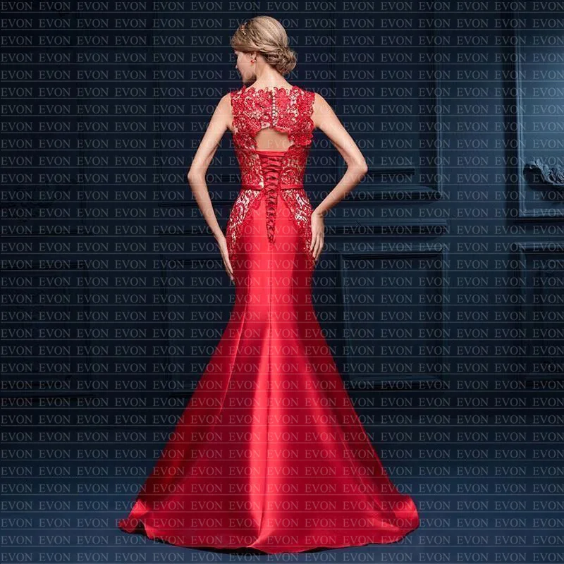 Длинное Сексуальное Красное Кружевное Вечернее Платье Русалочки Abendkleider