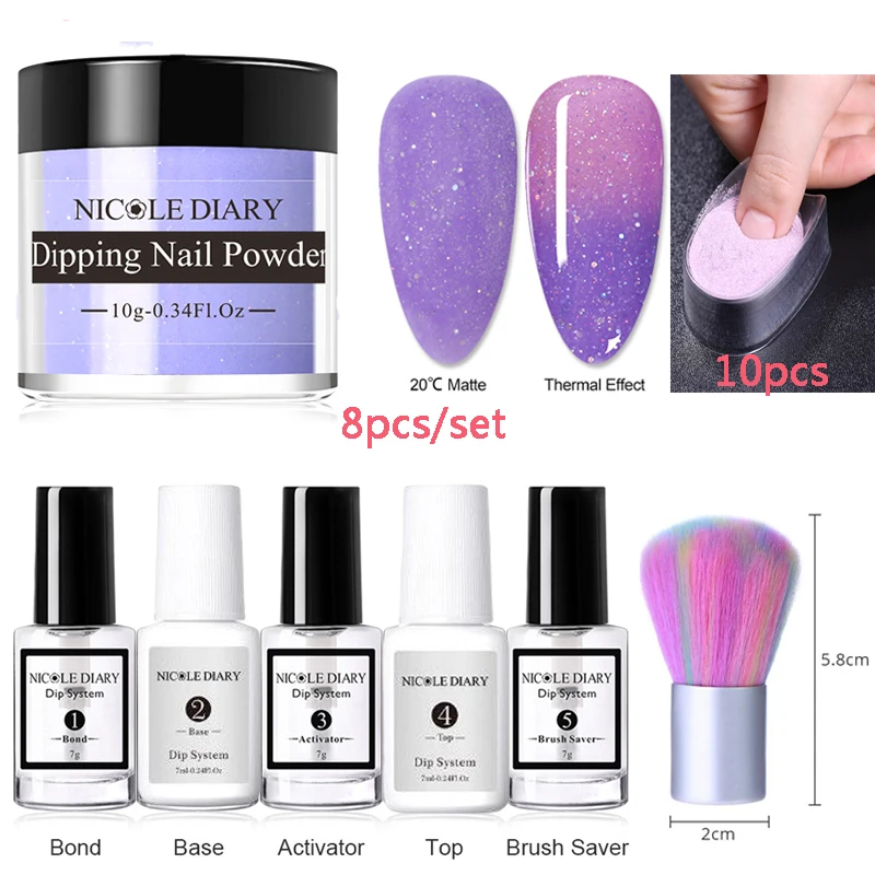 NICOLE DIARY 10 г набор тепловых порошков Серый Фиолетовый лак для ногтей пыль