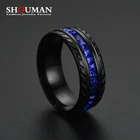 Обручальное кольцо SHOUMAN 8 мм из титановой стали для мужчин и женщин, роскошные Изящные ювелирные украшения в форме колес с синим цирконием для влюбленных