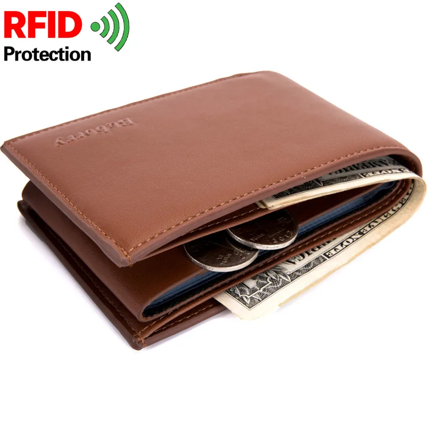 

RFID Theft Protection Coin Bag Men Wallets PU Man Wallet Small Money Purses Short Credit Card Holder Purse Male Cards Cover W224