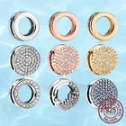 Мерцающие серебряные подвески со звездами и сердечками, подходят для Pandora бусины из стерлингового серебра 925 DIY