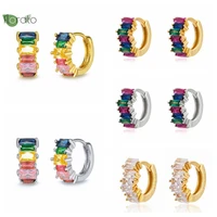 925 sterling silver ear buckle mini zircon rainbow hoop earrings for women birthday party fine earrings gift fashion jewelry