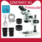 Новый Тринокулярный стереомикроскоп с увеличением 7X-45X, настольная стойка с 16-мегапиксельной камерой, кольцевой светодиодный светильник, микроскоп