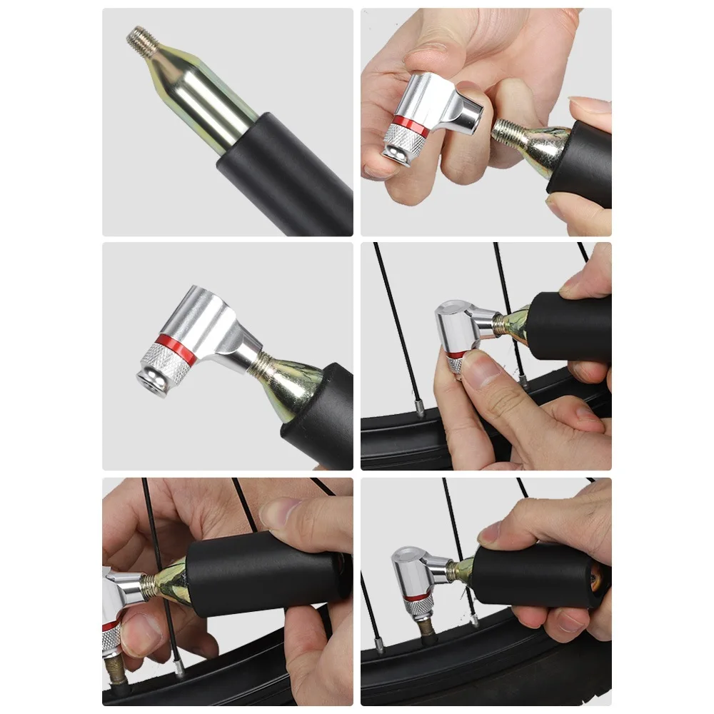 

Mini Bicycle Pump Portable CO2 Pump Aluminum Alloy Bicycle Pump Inflator For Schrader Adapter Safety Automatic Mini Hand Pump