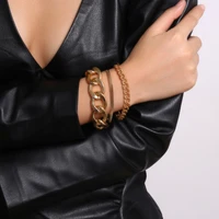 punk thick chunky cuban chain bracelet for women gold color snake chain herringbone bangle bracelet trendy jewelry gift